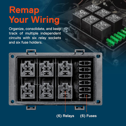 12V DC Auto Waterproof Fuse And Relay Box With Six Relay Sockets And Six Fusible Holders Bosch Style Relays Holder