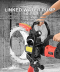Heavy Duty Concrete Ring Saw With Massive 11 Inch Cut Depth And Commercial Diamond Blade cutting through concrete with linked water pump.