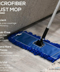 18 Inch Microfiber Dust Mop Head Replacement, Large Washable Commercial Mop Head, Heavy Duty Looped End, Blue Mop Head