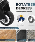 Heavy Duty 65 By 12 Portable Workbench Featuring Five Adjustable Heights And Smooth Casters close-up of 360-degree rotating caster for easy transport.