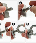 Heavy Duty Stainless Steel Shoulder Eye Bolts 4 Pack With Washers Nuts And Slot Nuts For Tie Down Anchoring And Lifting Rings Threaded Eyebolts Multi Function Kit Model 2 installation process.