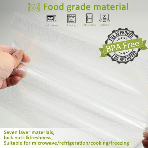 Heavy Duty Vacuum Sealer Bags Set Precut 150 Count in Gallon 11x16, Quart 8x12, Pint 6x10 - BPA Free material detail