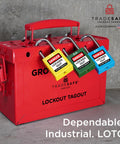 Red Lockout Tagout Group Box For OSHA Compliant LOTO Procedures, Heavy Duty 18 Gauge Steel Lock Box Holds Up To 12 Padlocks