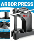 Heavy Duty Manual Arbor Press Machine 3 Ton Cast Iron Desktop Hand Tool For Stamping Forming Bending Stretching And Riveting Built Like A Tank Pro Shop Workhorse showing reversible ram and removable steel anvil.