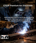 Welder using Premium Arc Stick Electrodes 3/32 Inch, 14 Inch Welding Rods, 50 Pound Total in 5 Pack Box in workshop