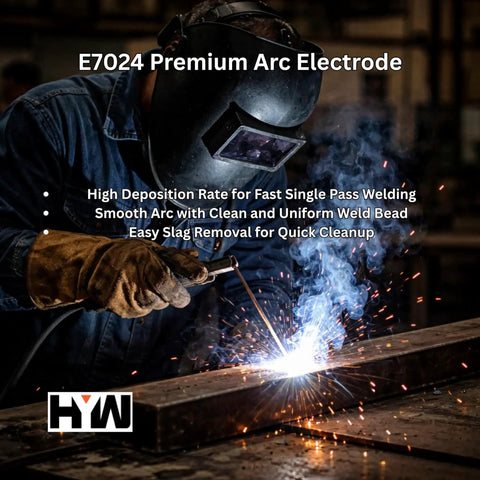 Welder using Premium Arc Stick Electrodes 3/32 Inch, 14 Inch Welding Rods, 50 Pound Total in 5 Pack Box in workshop