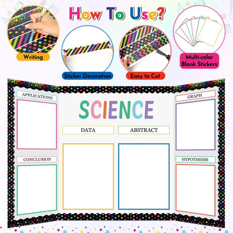 Self Adhesive Science Fair Project Kit With 96 Pieces Including Eight Letter Stickers Ten Presentation Subtitles on science board