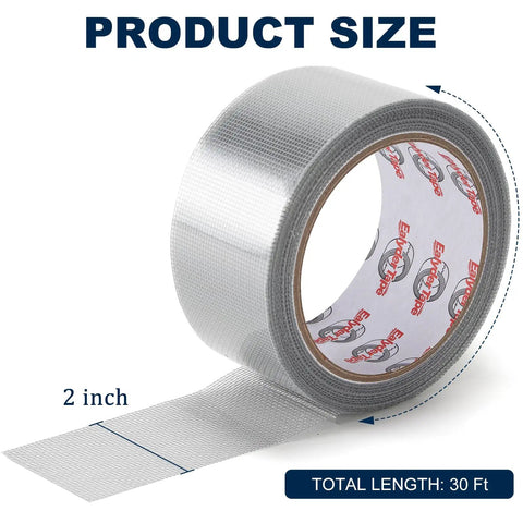 Heavy Duty Grey Window Screen Repair Tape 2 Inch By 30 Foot With Strong Adhesive Fiberglass Mesh Patch For Tears In Windows And Doors