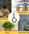 30 Pack Cup Screw In Hanger Hooks With Safety Buckle for outdoor string lights, plants, and patio decor installation