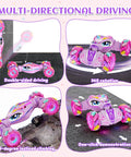 Pink Gesture Sensing Remote Control Car for Kids Age 6 to 12 4WD Stunt RC Car showing multi-directional driving abilities