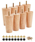 Wood Furniture Legs 4 Inch Straight Replacement Feet For Sofa Table Chair Dresser Cabinet Bed Set Of 8 Natural Rubber Wood