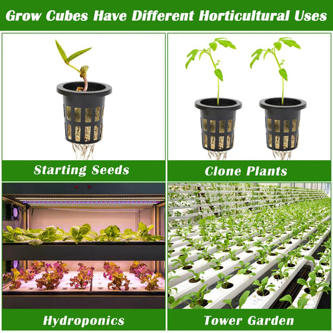 Hydroponics Rockwool Cube Starter Kit With Fifty One Inch Plugs And Fifty One And A Half Inch Net Cups For Seed Starting And Soilless Growth Complete Kit For Indoor Gardeners And Hobby Growers