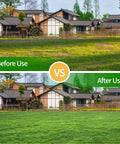 Comparison of lawn before and after using a Rolling Lawn Aerator With 18 Inch Roller And 50 Inch Handle Manual Lawn Aerator Tool