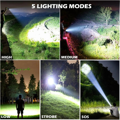 Rechargeable LED Flashlight Set With 990000 Lumens Output, 5 Modes, Waterproof Build, 10000mAh High Capacity Battery, Beast Bright Handheld Flashlight For Camping And Emergencies, 2 Pack