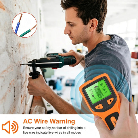 Zero Guesswork Dead Accurate Five In One Stud Finder Wall Scanner With Advanced Smart Chip And HD LCD Display For Foolproof Wood Metal Pipe Live Wire Scanning Behind Drywall Ceilings And Floors