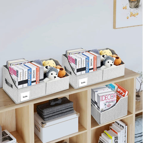 Trapezoid Closet Storage Bins With Handles Easy View Organizer Baskets For Shelves Clothes Toys And Books 3 Pack Blended Colors
