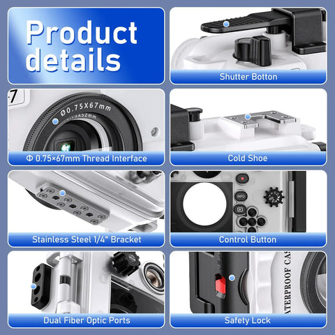 Epic Underwater Camera Housing For Olympus TG7 With Red Filter IPX8 Waterproof To 60 Meters 197 Feet Depth Rated Protective Case details