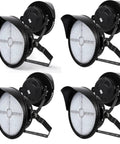 Heavy Duty LED Stadium Lights 500W Built Tough Sports Field Flood Lamps Four Pack showing front and side angles.