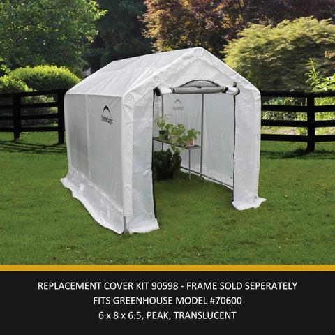Replacement Cover Kit For 6W X 8L X 6.5H Greenhouse Translucent UV Treated Polyethylene Frame Not Included Fits ShelterLogic 70600 Series Durable Outdoor Greenhouse Cover in garden setting