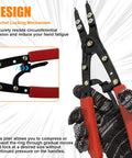 Heavy Duty 10 Inch Spindle Snap Ring Pliers Set With Ratchet Lock for Internal and External Circlips Quick Install and Removal