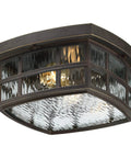 Stonington Outdoor Flush Mount Ceiling Light With 12 Inch Two Light Palladian Bronze Finish, Vintage Close To Ceiling Exterior Fixture