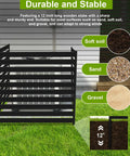 Outdoor AC Unit Fence Screen Set, 3 Panels, showing durability on grass with soil, sand, and gravel, 12-inch stake detail
