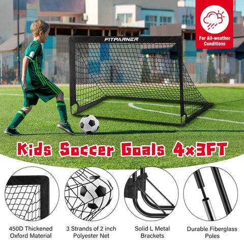 2 Pack 4x3 Ft Kids Soccer Goals For Backyard Practice Sesh Foldable Portable Soccer Nets With Target Ball And Cones Easy Storage