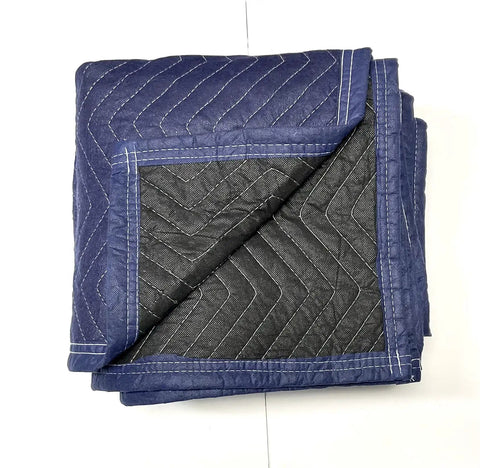 Pro Grade Moving Blankets 80 By 72 Inches 12 Pack Heavy Duty Economy Furniture Protection Blue Front Black Back Shields Against Scratches Dents And Dirt During Moving And Storage