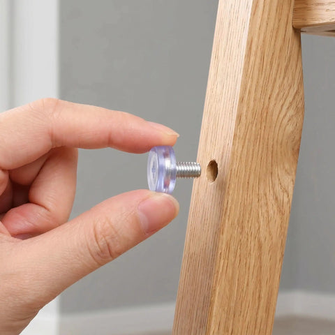 Installing 40 Piece Adjustable Furniture Feet With M6 Thread 18mm Diameter Leveling Screws For Desk And Tables, PVC And Metal No Slip Bumpers