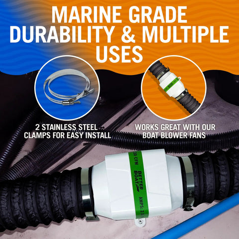 3 Inch Marine Exhaust Hose 10 Ft Flexible PVC Duct For Bilge Engine Compartment Galley Head Or Dryer Venting Durable Boat Vent Hose For Easy Air Flow And Safe Exhaust