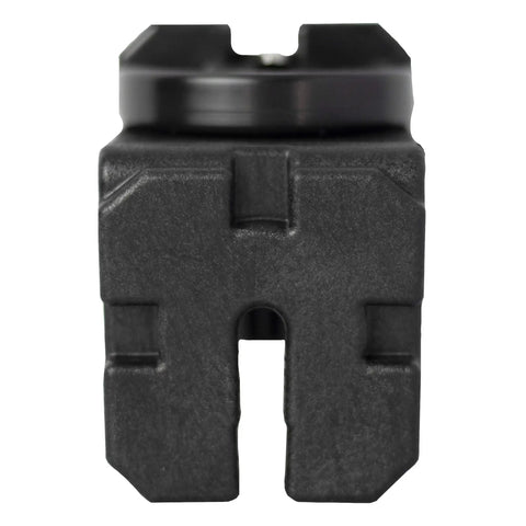 90 Degree Gunwale Track Adapter For Boat Rails Turnkey Mount For GearTrac And MightyBolt Accessories Fits Ranger Lund Triton Crestliner Tracker And More Works On Versatrack And Lock Track Systems Made In USA black marine-grade plastic adapter front view