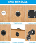Tough As Nails Drawer Locks With Keys Two Pack Alloy Steel installation steps for cabinet locks in silver finish.