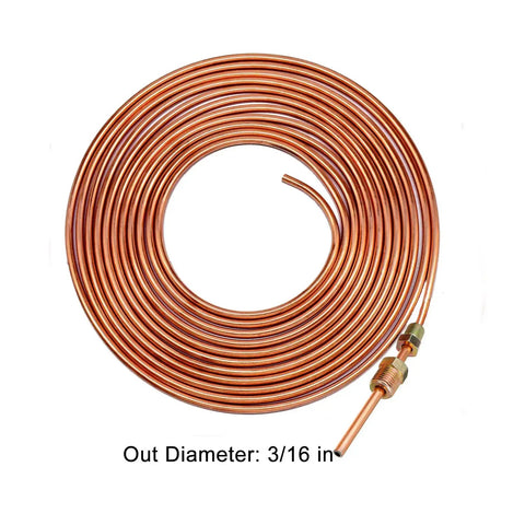 Upgraded 25 Feet 3 By 16 Inch Copper Coated Brake Line Tubing Kit With 16 Fittings For DIY Brake System coiled view