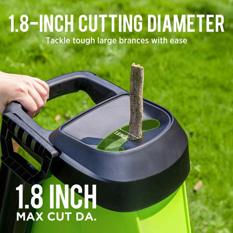 Powerful 15 Amp Electric Wood Chipper And Mulcher For Yard Work With One Point Eight Inch Capacity And 15to1 Reduction