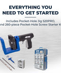 Pocket Hole Jig 520PRO With Easy Clamping And Adjusting, 360 Degree Rotating Handle, 260 Screws Included, starter kit.