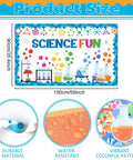 Totally Fun Science Bulletin Board Decor Kit With Chemistry Lab Cutouts, colorful symbol cards, and vibrant bubble cards shown.