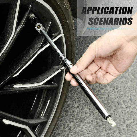 MEANLIN MEASURE silver double-straight tire pressure gauge, 10-pack, used on car tire valve