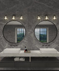 Matte Black 3 Light Vanity Fixture With Crystal Shades For Bathroom And Bedroom above modern double sinks and mirrors