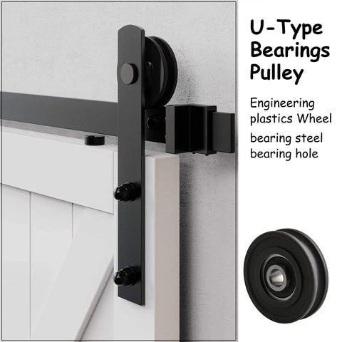 4 Pack U Type Pulley Wheel Dope Quality 0.31 By 1.77 By 0.45 Inches With 8 Mm Shaft Hole And Steel Bearings For Doors And Windows Replacement Kit Premium Fit For Sliding Doors And Windows black U-type pulley wheel with steel bearing for sliding door track