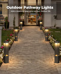 Hella Bright Black Pathway Lights Outdoor Landscape Bollard Lamps With Waterproof Led Warm Glow For Yard Glow Up Hardwired Aluminum Lawn Posts in garden pathway