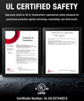 UL Certified Safety Certificate showcasing compliance for Straight Up Fast 54.6V 2A Ebike Charger For 48V Lithium Battery.