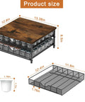 Dimensions of Coffee Pod Drawer Storage Organizer With Sliding Baskets For 72 Pods, Rustic Wood Top, Sturdy Black Finish