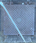 32 Inch Aligning Pry Bar With Non Slip Handle For Prying And Alignment Round Crowbar Sleever Bar Chrome Vanadium Steel 0.64 Inch Rod Diameter And 1 Inch Flat Width Heavy Duty Long Reach shown on a metal cover