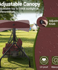 Adjustable canopy on Three Seat Outdoor Porch Swing With Adjustable Canopy And Convertible Bed Two In One Patio Glider
