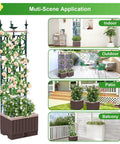 Multi-scene application of Raised Garden Bed Planter Box With Trellis 61.4 Inch Self Watering System for Climbing Plants