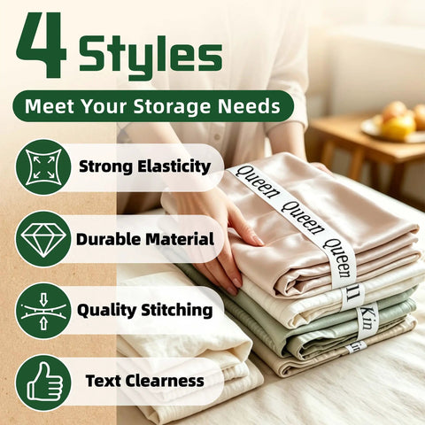 Top Tier Bed Sheet Organizers And Closet Storage Bands Keeps Your Linens Squared Away For Good Includes Labeled Sorters for folded sheets.