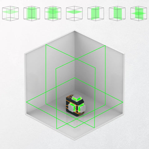 Game Changing Ultra Bright Green Laser Level 3x360 Self Leveling For Construction And Picture Hanging With 1x360 Horizontal And 2x360 Vertical Lines, IP54 Durable, Pinpoint Accuracy 1/9 Inch At 33 Feet, Six Line Modes For Indoor Or Outdoor Projects. 3D green laser projecting full room grid