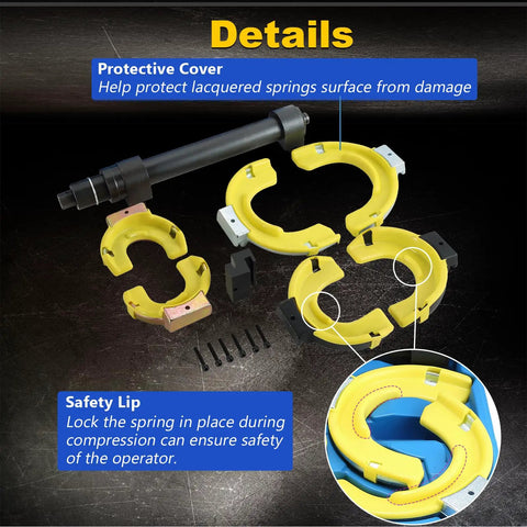 Macpherson Strut Spring Compressor Kit With Universal Interchangeable Yokes Three Size Fork Strut Coil Extractor Remover Tool Set