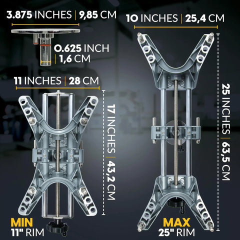 Heavy Duty Lock Tight Wheel Alignment Clamp With Magnetic Adapter For Camber Caster Gauge dimensions 11 to 25 inch grip.