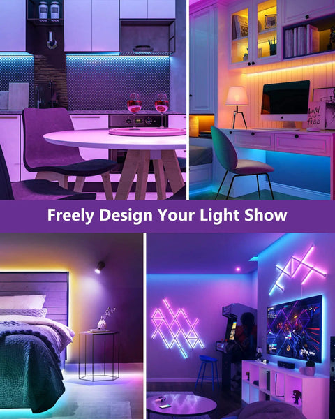 Rgb Led Strip Lights Kit with 3 Short 1.64 Foot Strips Dimmable 5050 Color Changing Tape Lights for TV backlight and shelves